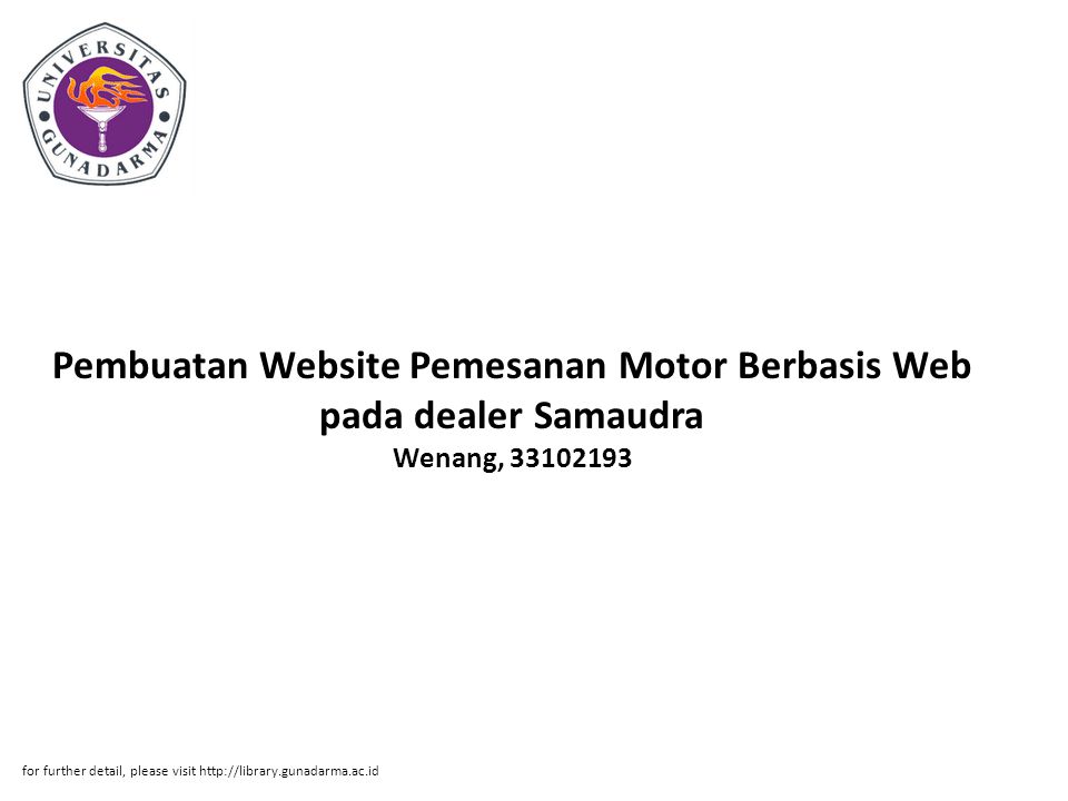Pembuatan Website Pemesanan Motor Berbasis Web pada dealer Samaudra Wenang,