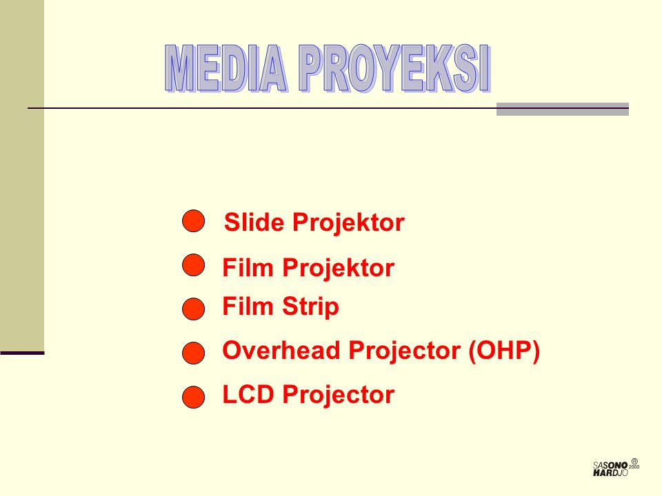 MEDIA PROYEKSI Slide Projektor Film Projektor Film Strip