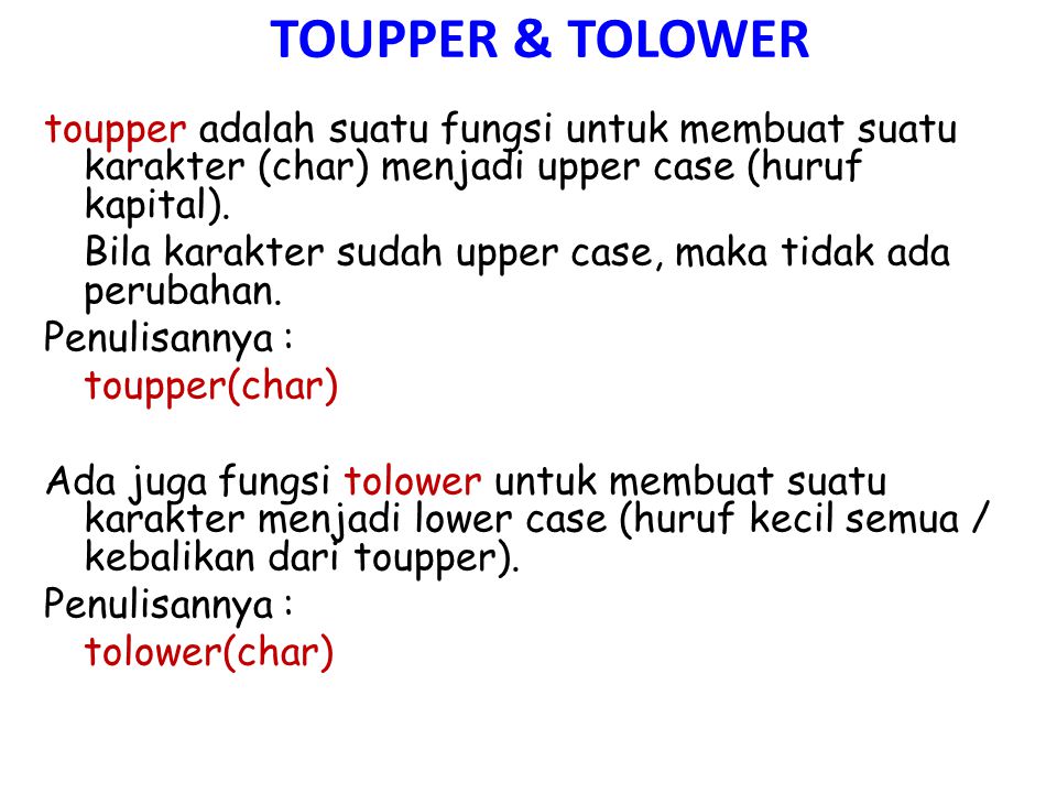 TOUPPER & TOLOWER