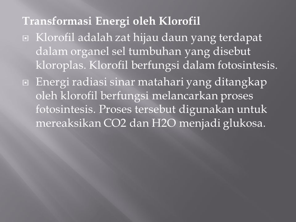 Transformasi Energi oleh Klorofil