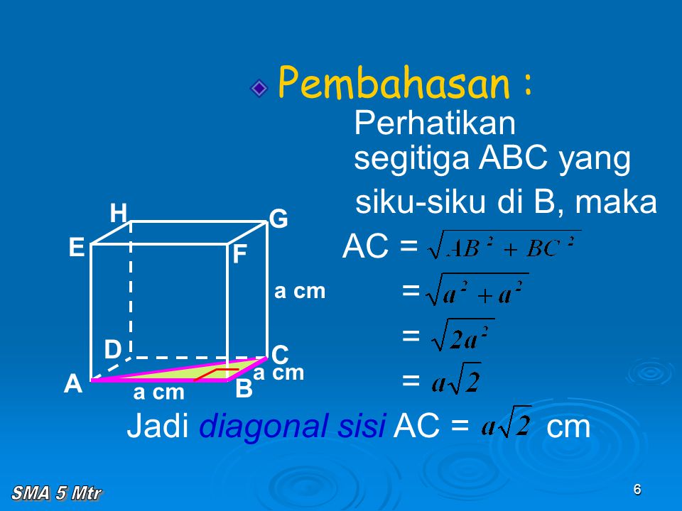Jadi diagonal sisi AC = cm