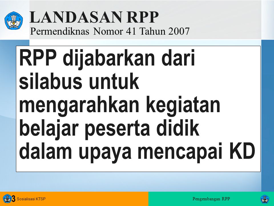 LANDASAN RPP Permendiknas Nomor 41 Tahun 2007.