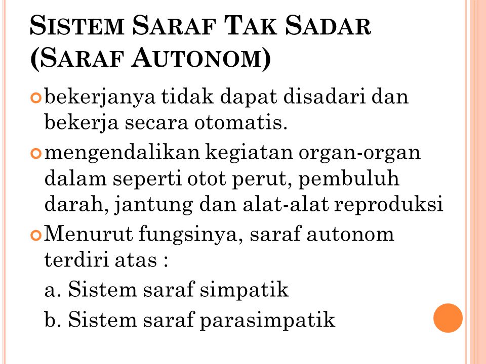 Sistem Saraf Tak Sadar (Saraf Autonom)