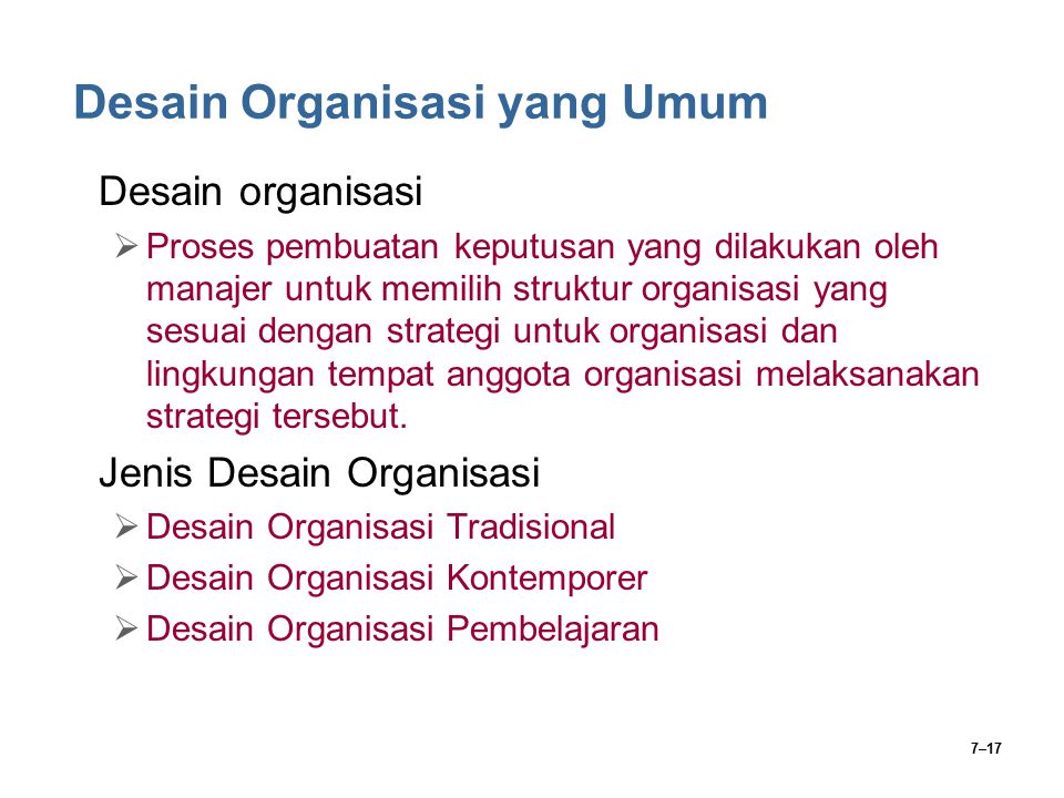 Desain Organisasi yang Umum