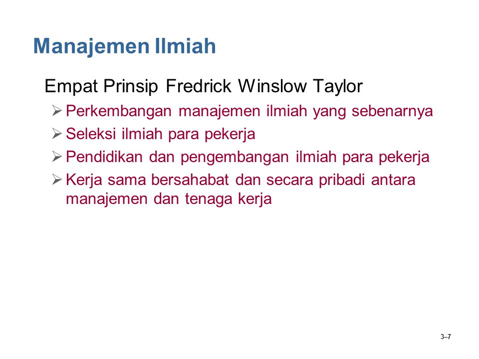Manajemen Ilmiah Empat Prinsip Fredrick Winslow Taylor