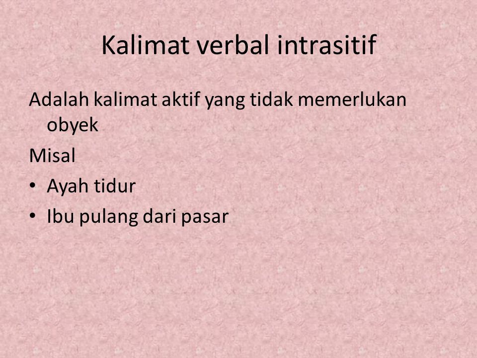 Kalimat verbal intrasitif