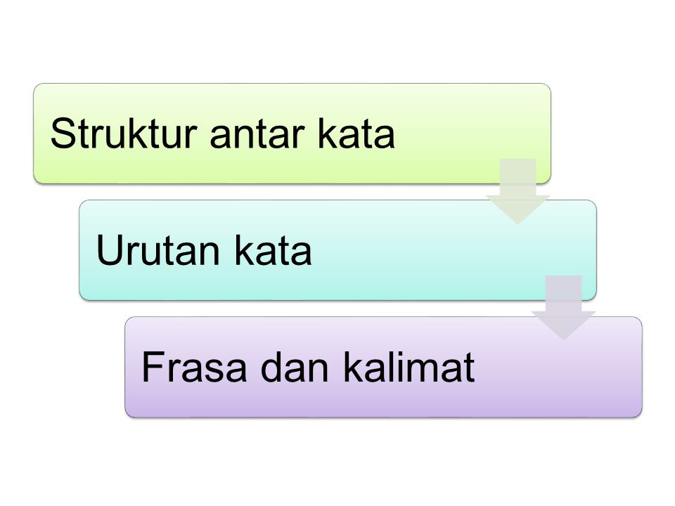 Struktur antar kata Urutan kata Frasa dan kalimat