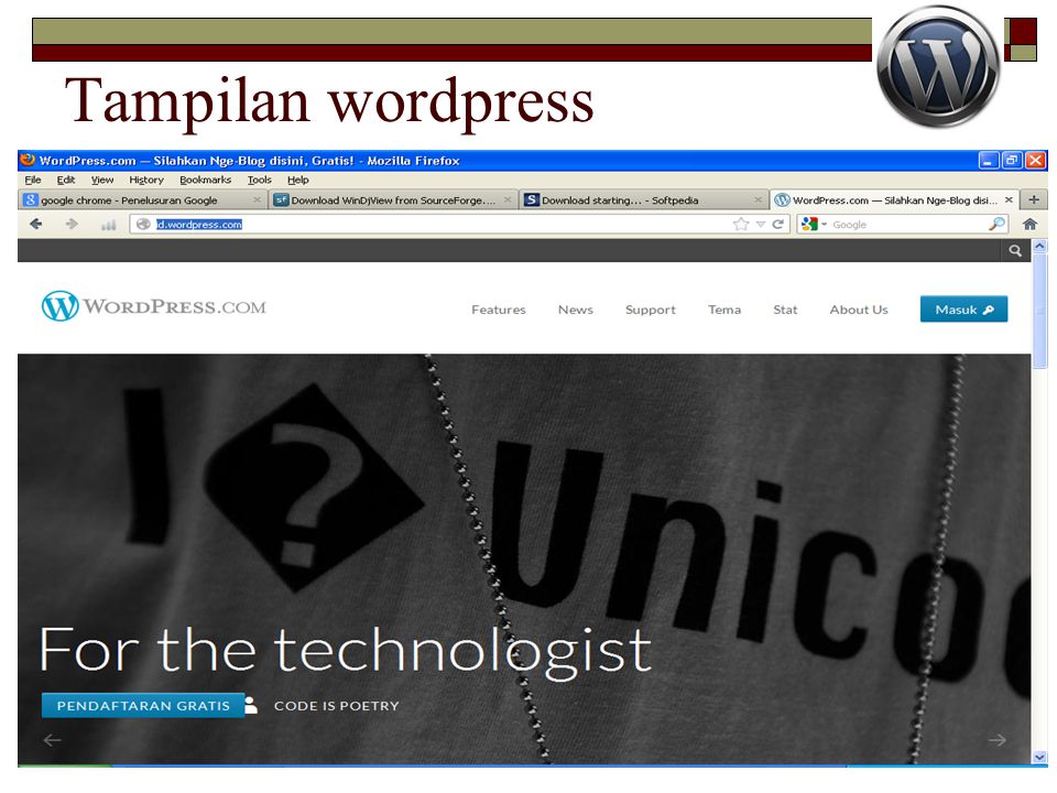 Tampilan wordpress