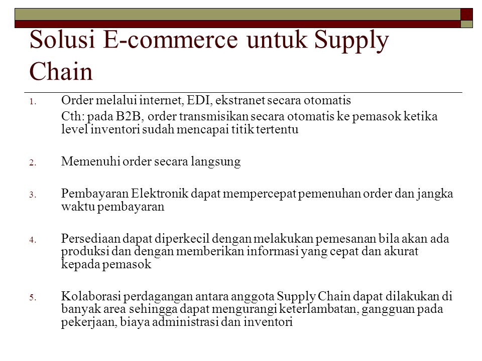 Solusi E-commerce untuk Supply Chain