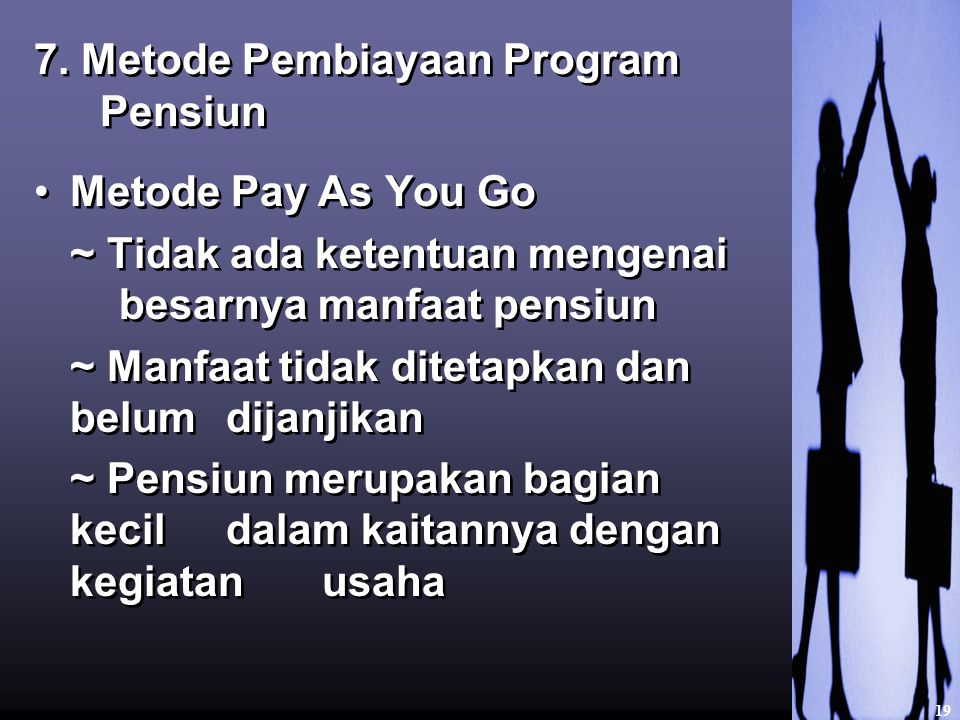 7. Metode Pembiayaan Program Pensiun