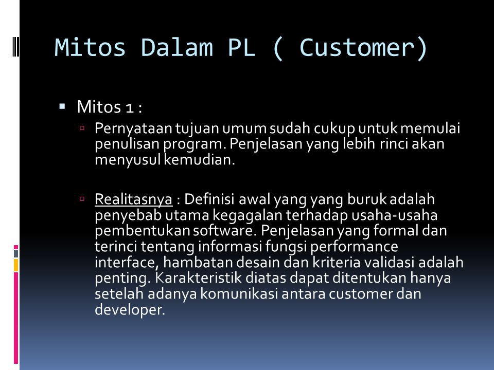 Mitos Dalam PL ( Customer)