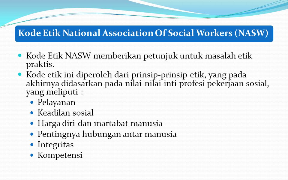Kode Etik National Association Of Social Workers (NASW)