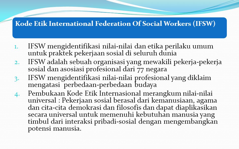 Kode Etik International Federation Of Social Workers (IFSW)
