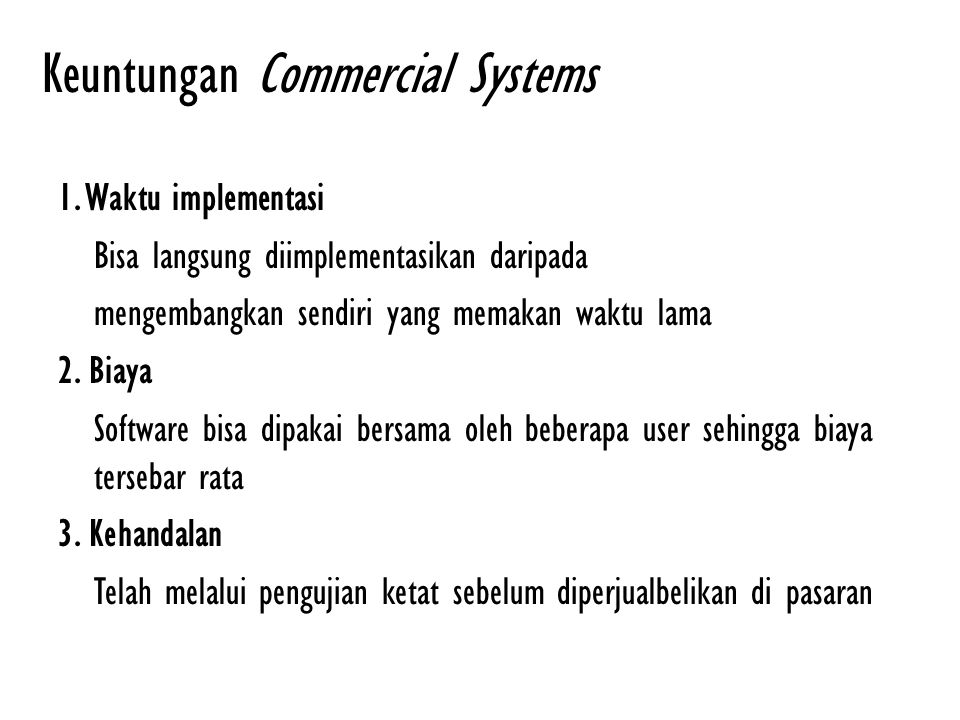 Keuntungan Commercial Systems
