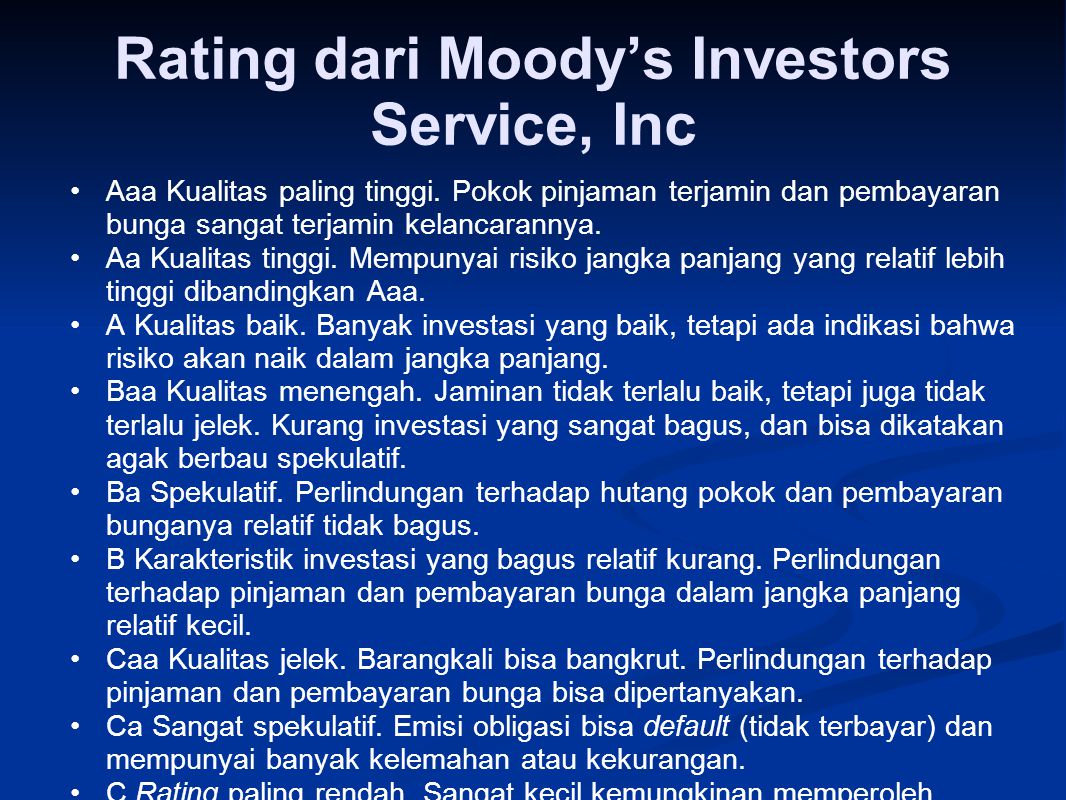 Rating dari Moody’s Investors Service, Inc