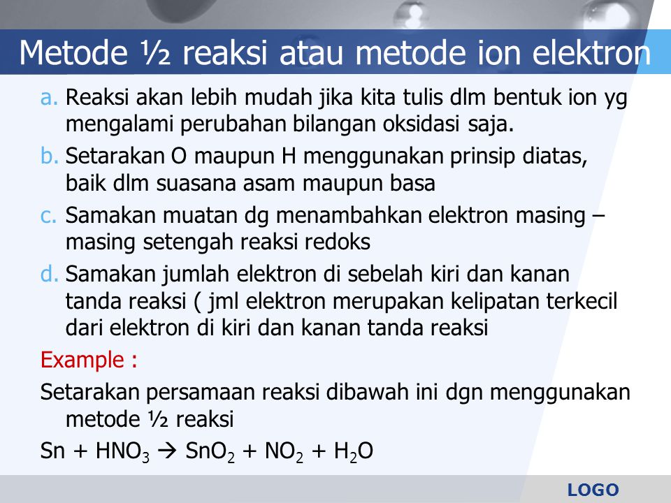 Metode ½ reaksi atau metode ion elektron