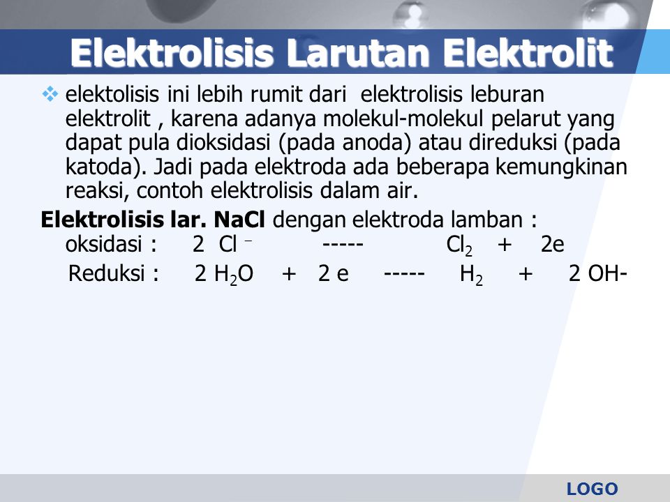 Elektrolisis Larutan Elektrolit
