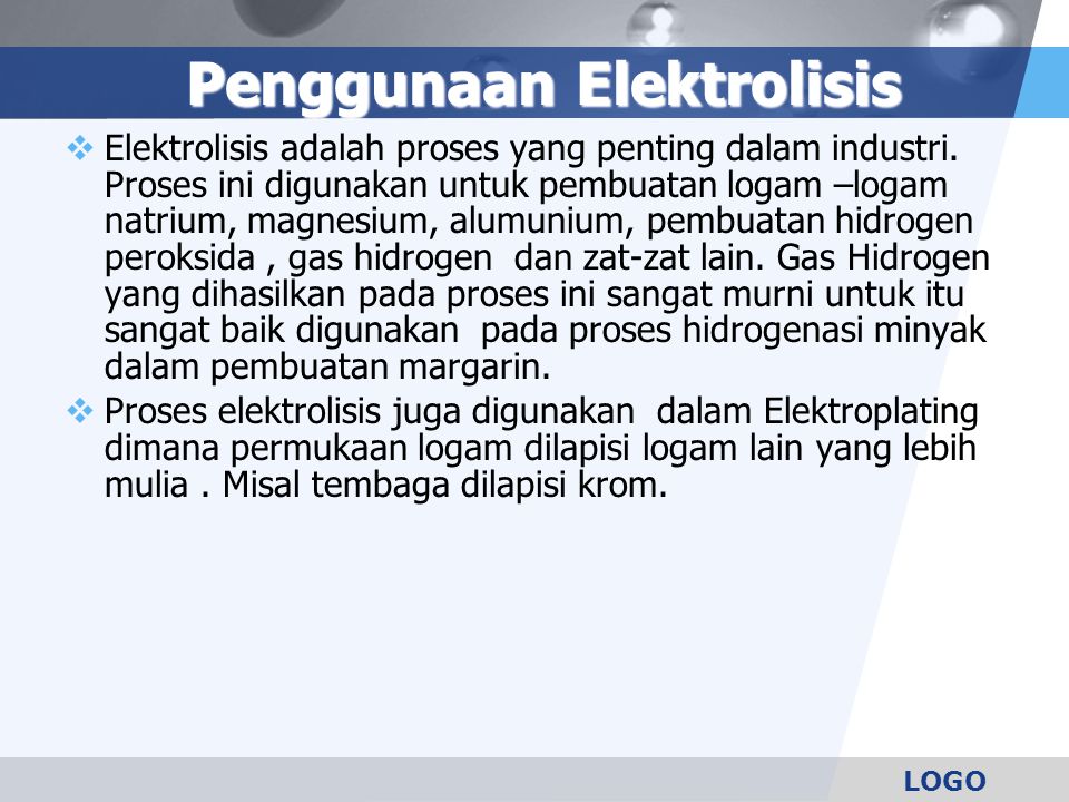 Penggunaan Elektrolisis