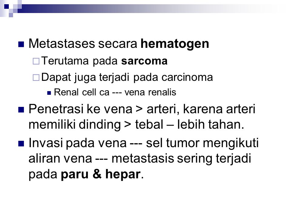 Metastases secara hematogen