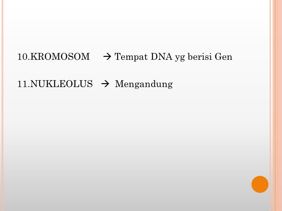 10.KROMOSOM  Tempat DNA yg berisi Gen