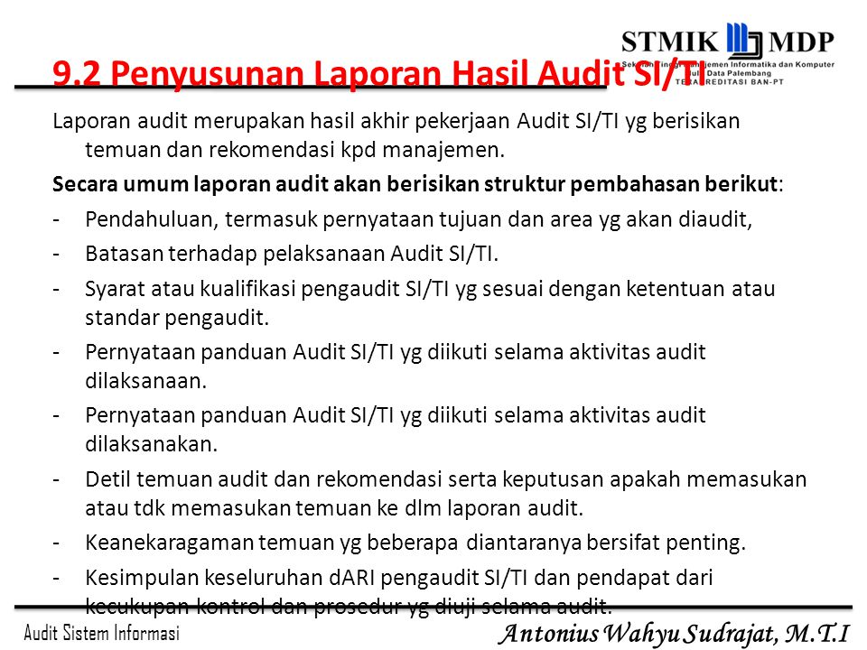 Laporan Dan Rekomendasi Hasil Audit Ppt Download