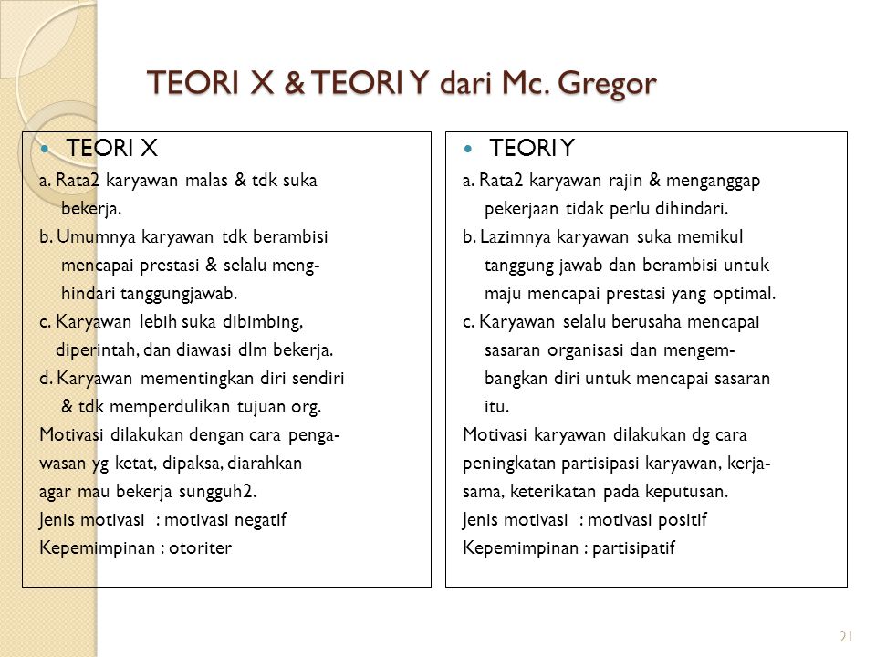 TEORI X & TEORI Y dari Mc. Gregor