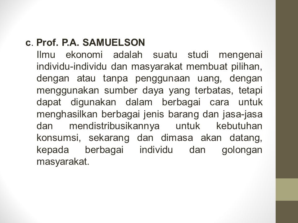 c. Prof. P.A. SAMUELSON
