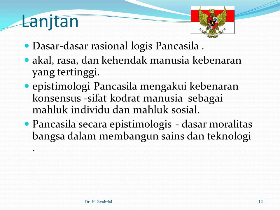 Lanjtan Dasar-dasar rasional logis Pancasila .