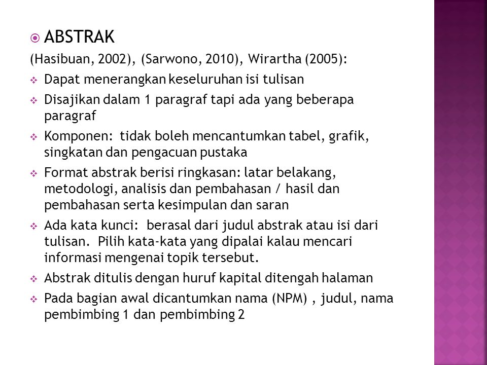 ABSTRAK (Hasibuan, 2002), (Sarwono, 2010), Wirartha (2005):