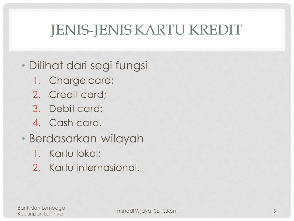 Jenis-Jenis Kartu Kredit