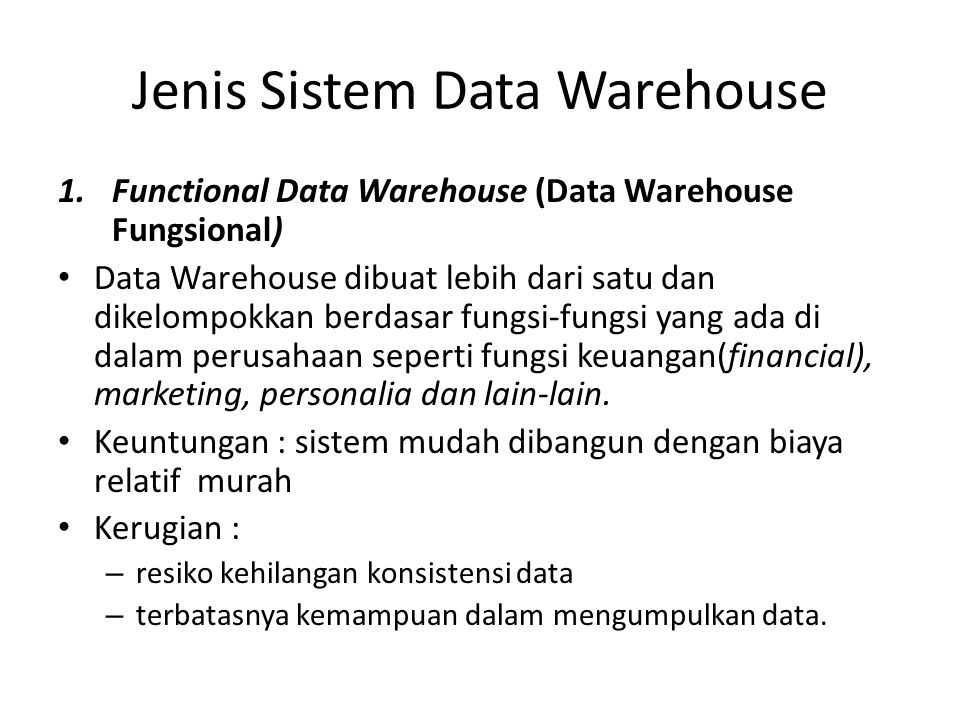 Jenis Sistem Data Warehouse