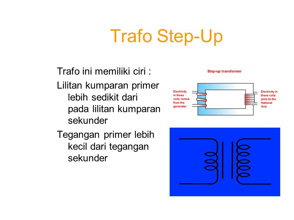 Trafo Step-Up Trafo ini memiliki ciri :