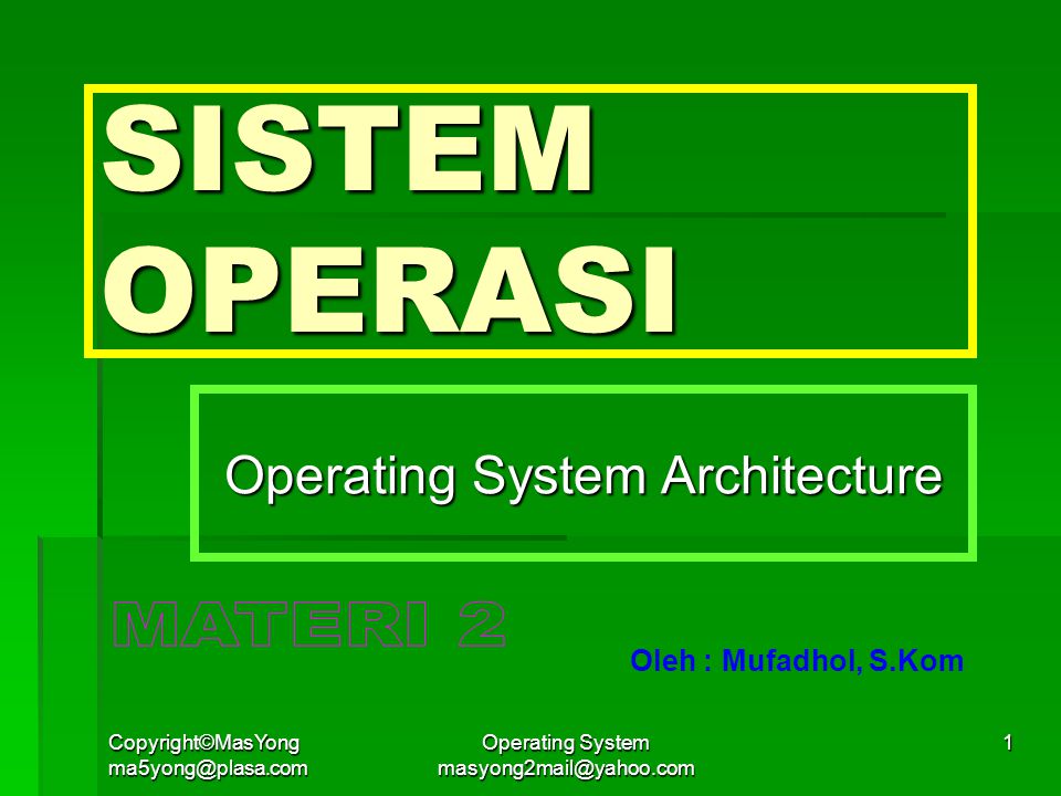 SISTEM OPERASI Operating System Architecture MATERI 2