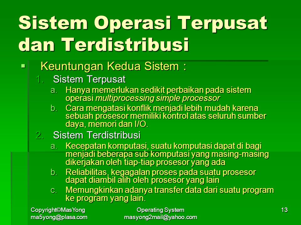 Sistem Operasi Terpusat dan Terdistribusi