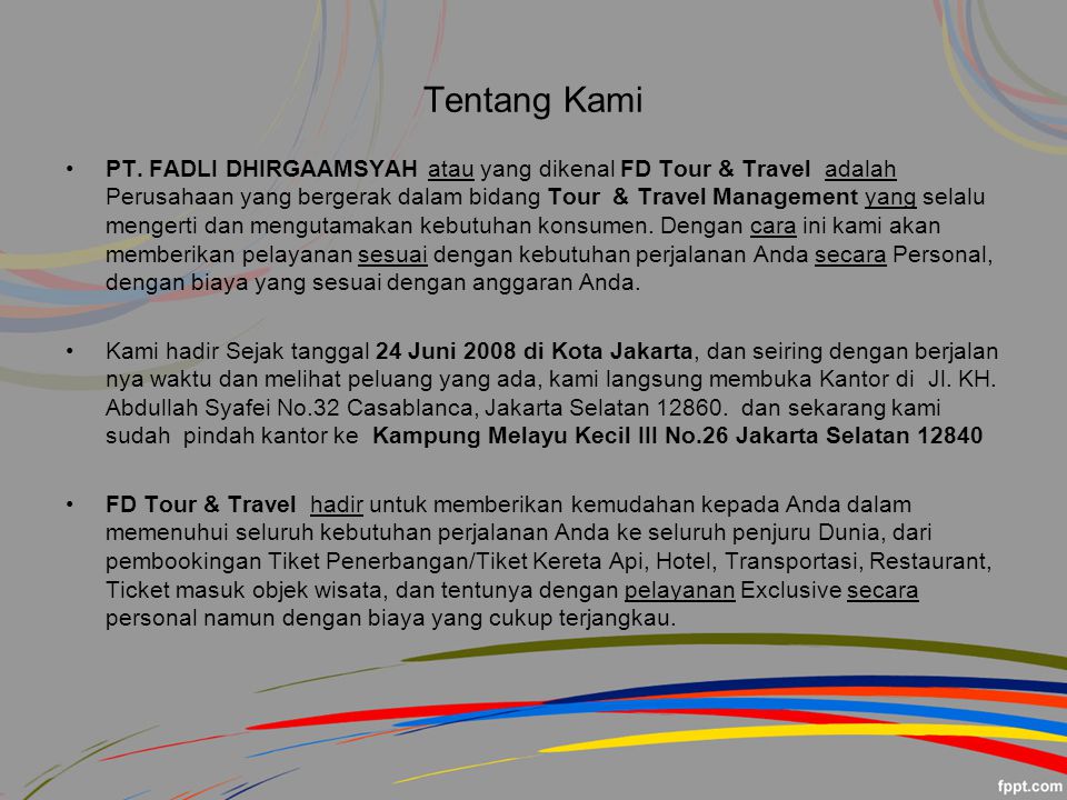 Contoh Company Profile Biro Perjalanan Wisata - Simak 