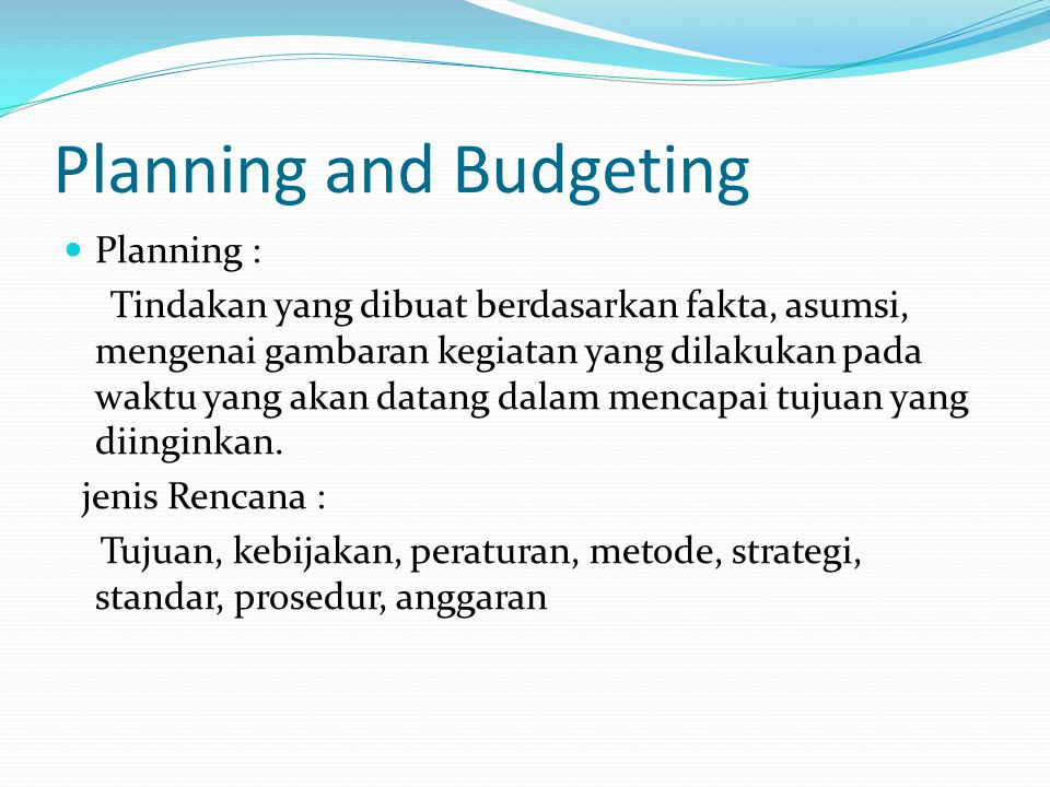 Planning and Budgeting