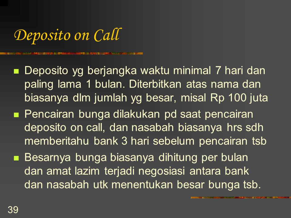 Deposito on Call