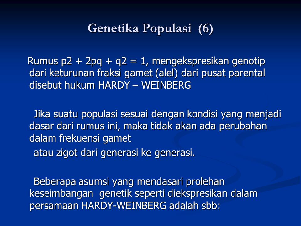 Genetika Populasi Handout Kuliah Untuk Mahasiswa Tingkat I FKUI ...