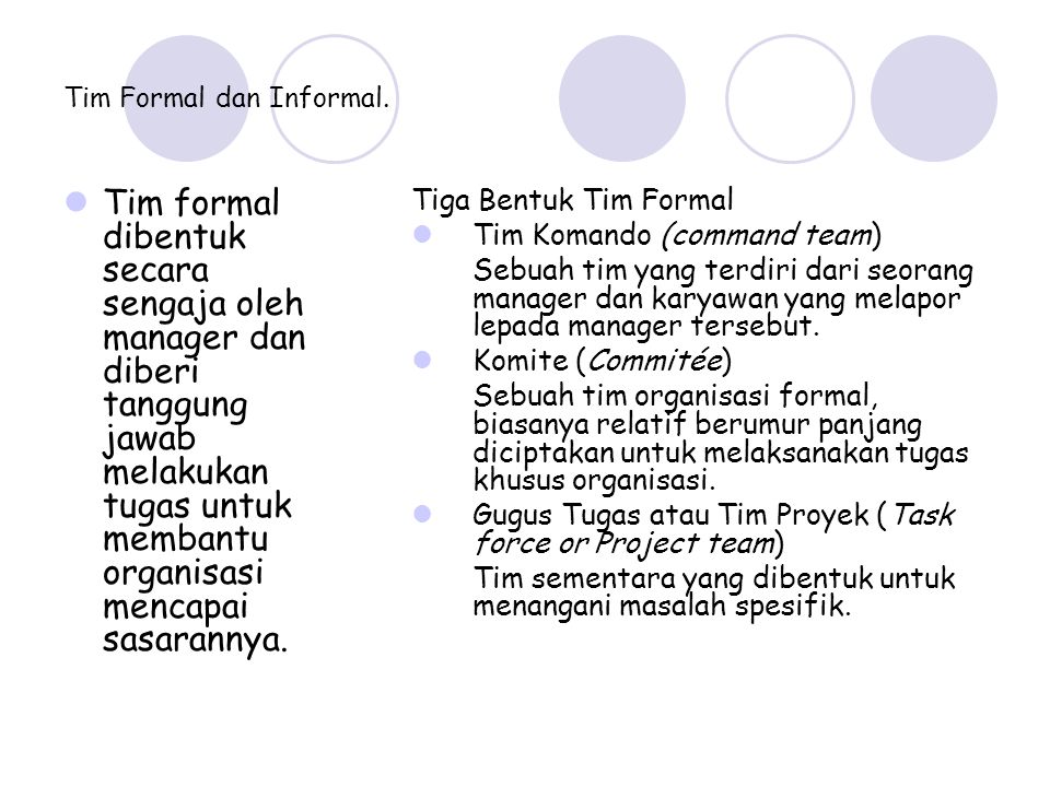Tim Formal dan Informal.