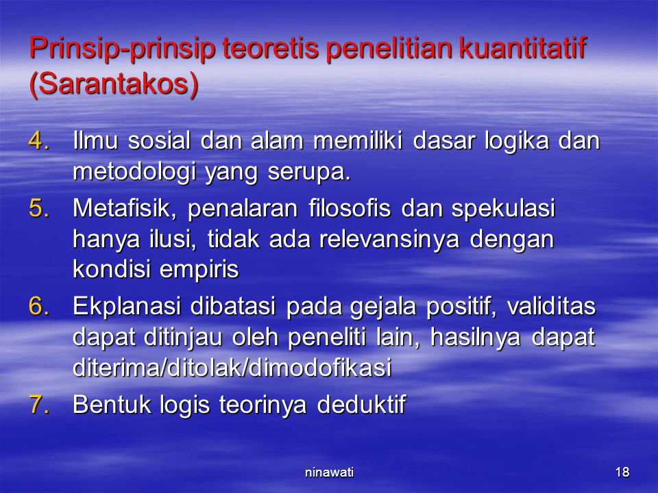 Prinsip-prinsip teoretis penelitian kuantitatif (Sarantakos)