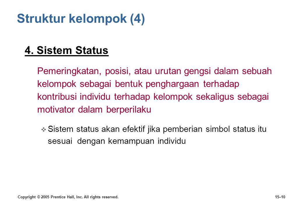 Struktur kelompok (4) 4. Sistem Status