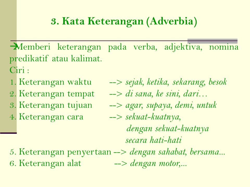 Contoh kata keterangan dalam bahasa indonesia