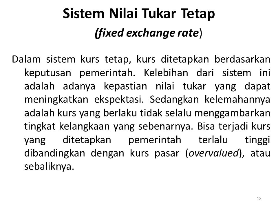 Sistem Nilai Tukar Tetap (fixed exchange rate)
