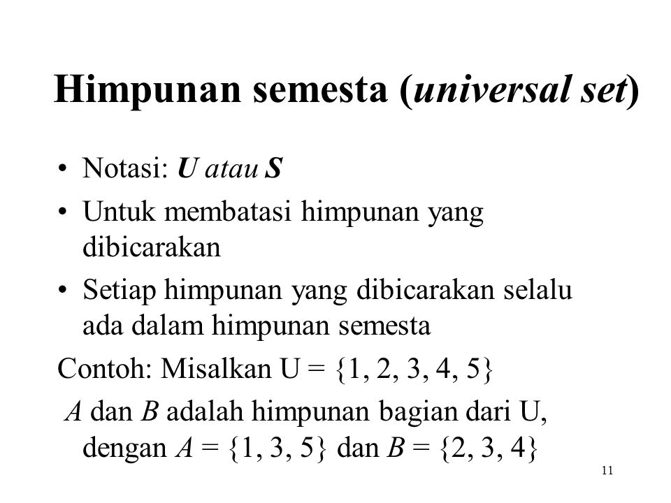 Himpunan semesta (universal set)