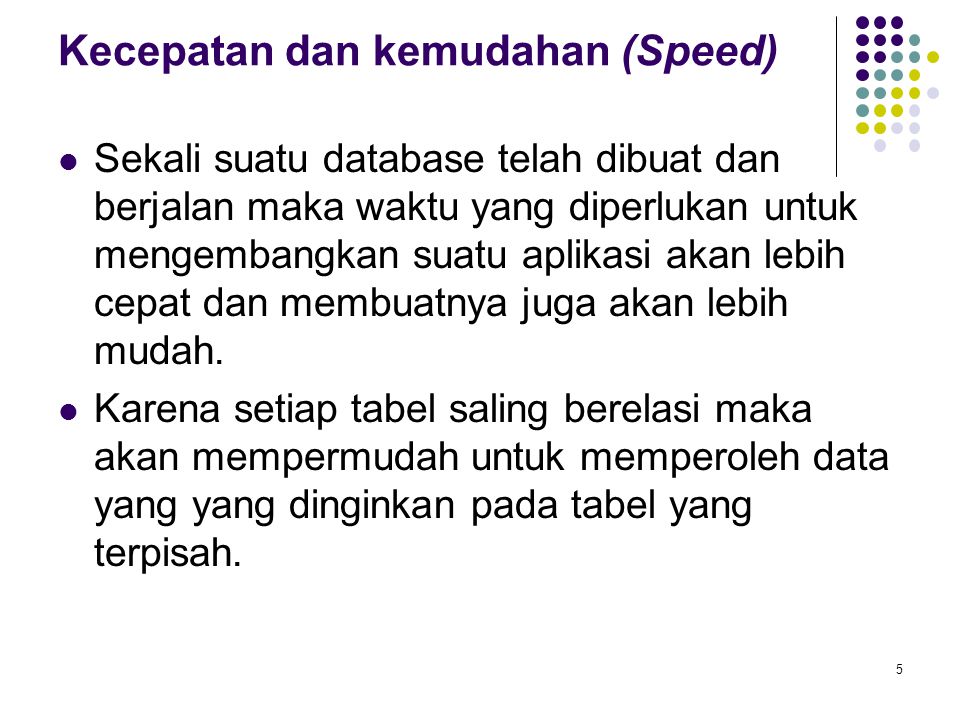 Kecepatan dan kemudahan (Speed)
