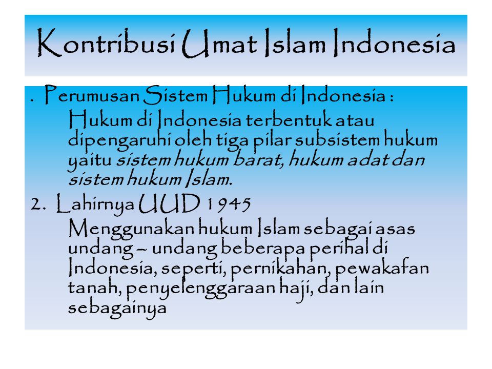 Kontribusi Umat Islam Indonesia