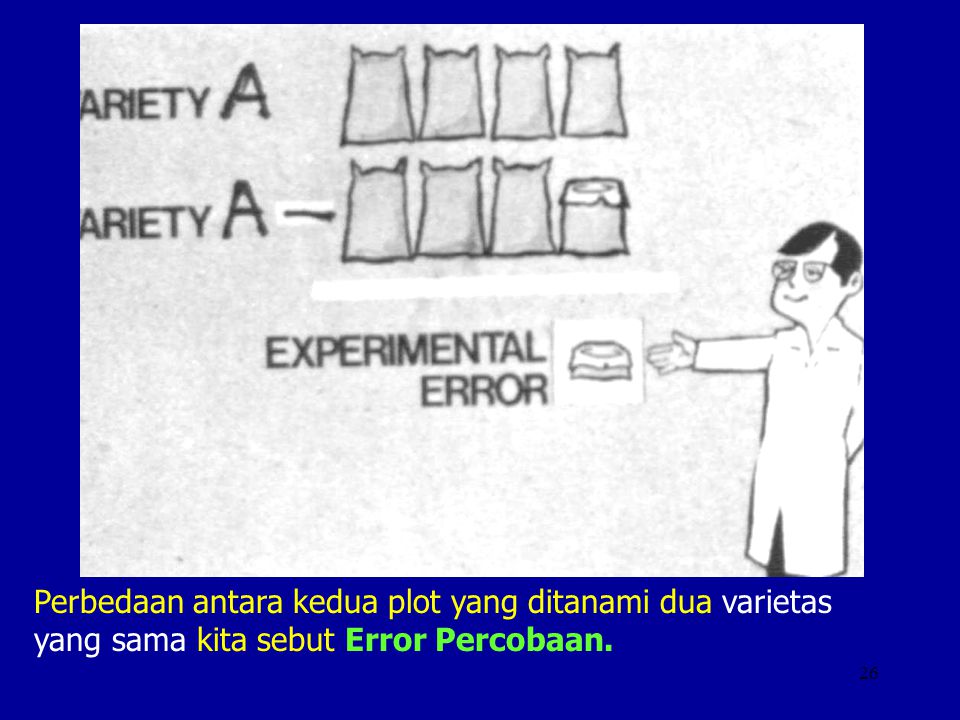Perbedaan antara kedua plot yang ditanami dua varietas yang sama kita sebut Error Percobaan.