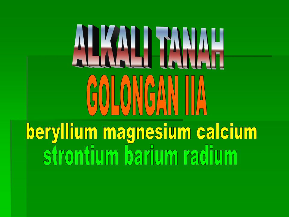 beryllium magnesium calcium