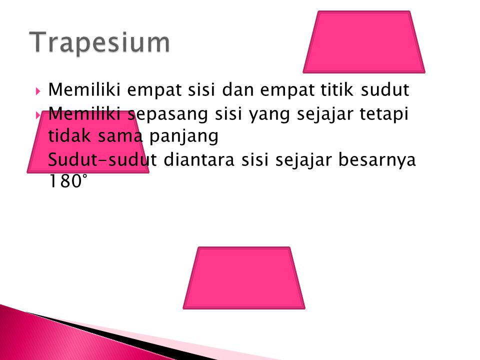 Trapesium Memiliki empat sisi dan empat titik sudut