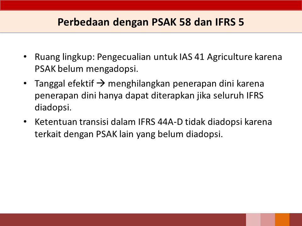 Perbedaan dengan PSAK 58 dan IFRS 5